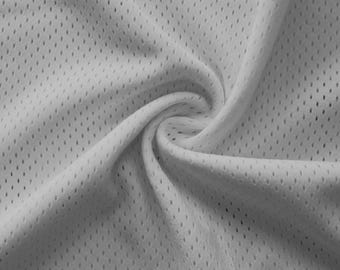 Pro Mesh Jersey Fabric - 1/2 Yard Increments, Cut Continuously (Silver) Jersey Mesh, Sports Mesh, Heavy Athletic Mesh