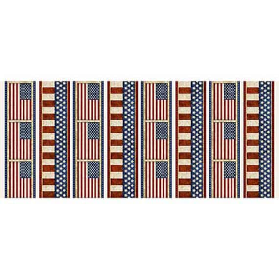 American Spirit - 1/2 Yard Increments, Cut Continuously (30126-R Flag Stripe Red) by Morris Creative Group for QT Fabrics