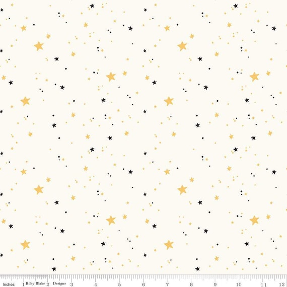 Sophisticated Halloween-1/2 Yard Increments, Cut Continuously (C14623 Stars Cream) by My Minds Eye for Riley Blake Designs