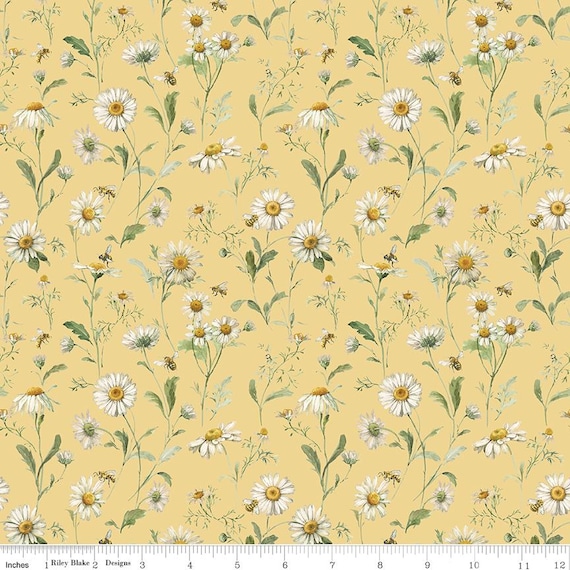 Love Me More - 1/2 Yard Increments, Cut Continuously (CD15633 Daisies Yellow) by Lisa Audit for Riley Blake Designs