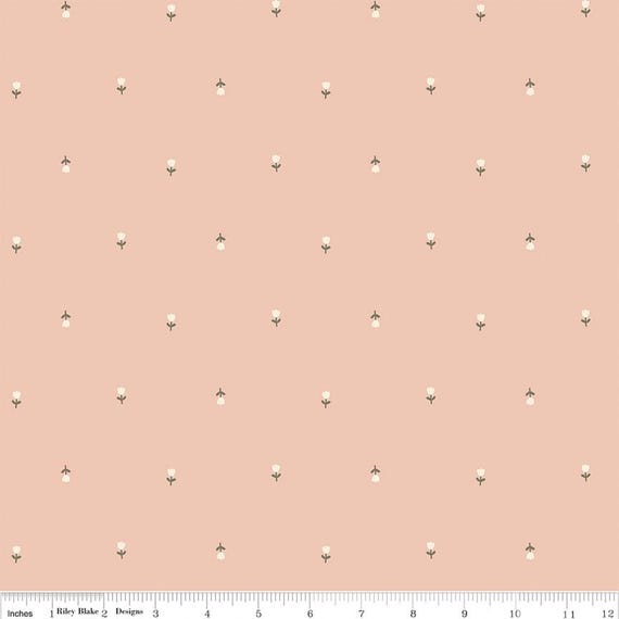 Blush 'n Butterscotch-1/2 Yard Increments, Cut Continuously (C15591 Tulips Blush) Simple Simon & Company for Riley Blake Designs