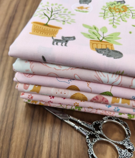 Here Kitty Kitty - Half Yard Bundle (6 Pink Fabrics) by Stacy Iest Hsu for Moda