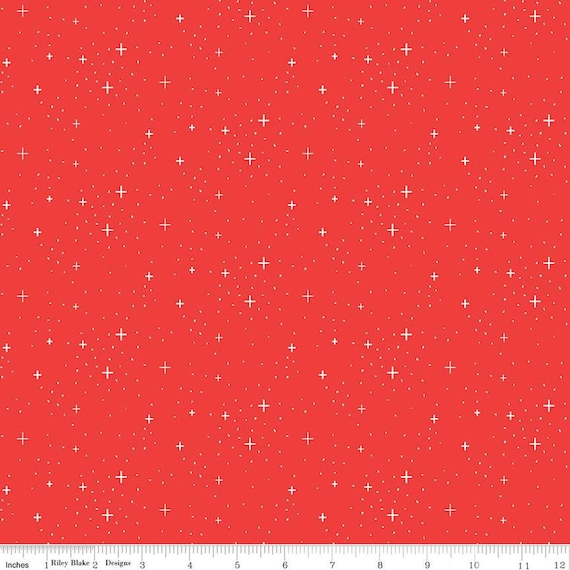 Designer FLANNEL - 1/2 Yard Increments, Cut Continuously (F12583 Red Stars) by Riley Blake Designs