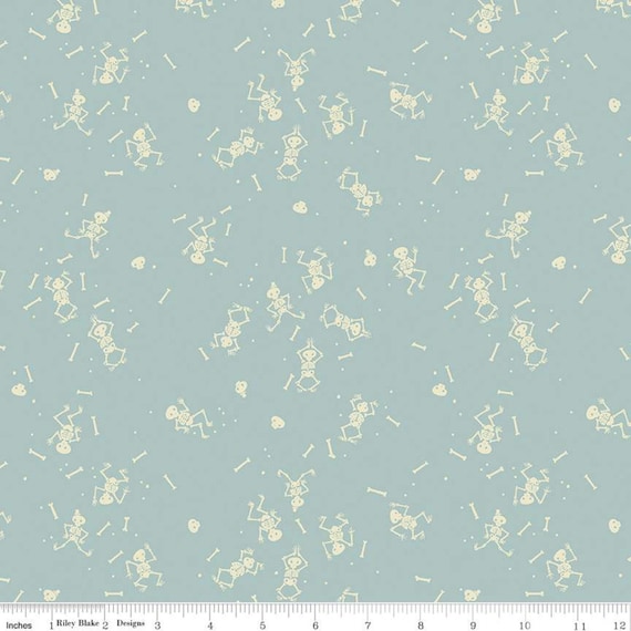 Tiny Treaters - Fat Quarter - C10483 Gray Skeletons - by Jill Howarth for Riley Blake Designs