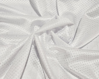 Pro Mesh Jersey Fabric - 1/2 Yard Increments, Cut Continuously (White) Jersey Mesh, Sports Mesh, Heavy Athletic Mesh