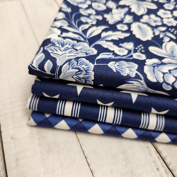 Freedom Garden - Half Yard Bundle (4 Blue Fabrics) by My Mind's Eye for Riley Blake Designs