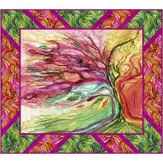 Windswept Panel Pop Quilt KIT with PAPER Pattern (4292A) Finished Size 54” x 48” by Swirly Girls Design