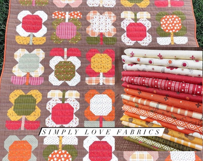 Folk Blooms Quilt Kit With Pattern Finished Size 56.5 X 69 by Pen and Paper Patterns Etsy