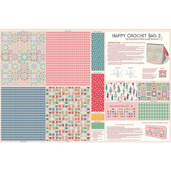 Chunky Thread Home Décor Happy Crochet & Crochet Hook Bags Panel - HD15325 - by Lori Holt for Riley Blake Designs