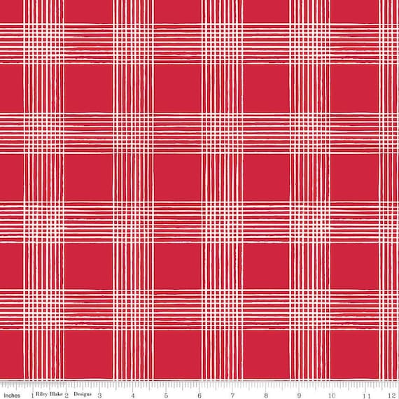 Land of the Brave- 1/2 Yard Increments, Cut Continuously (C13143 Plaid Red) by My Mind's Eye for Riley Blake Designs