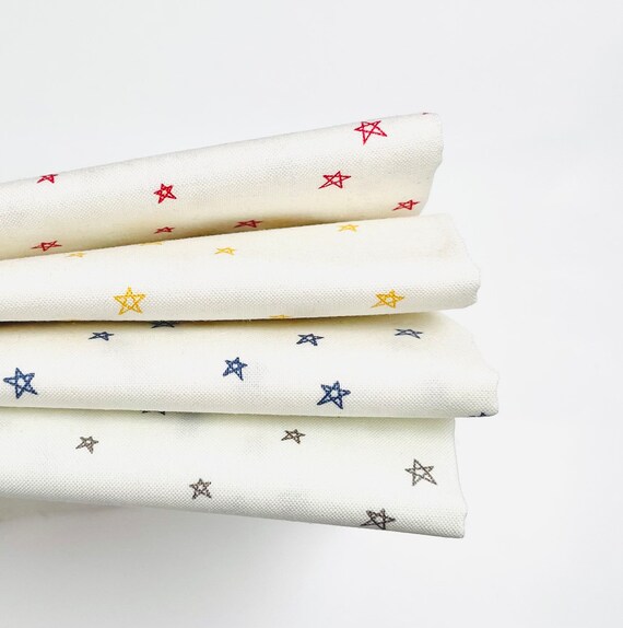 Bee Plaids- 1/4 Yard Bundle (4 Star Fabrics) with White Background by Lori Holt for Riley Blake Designs