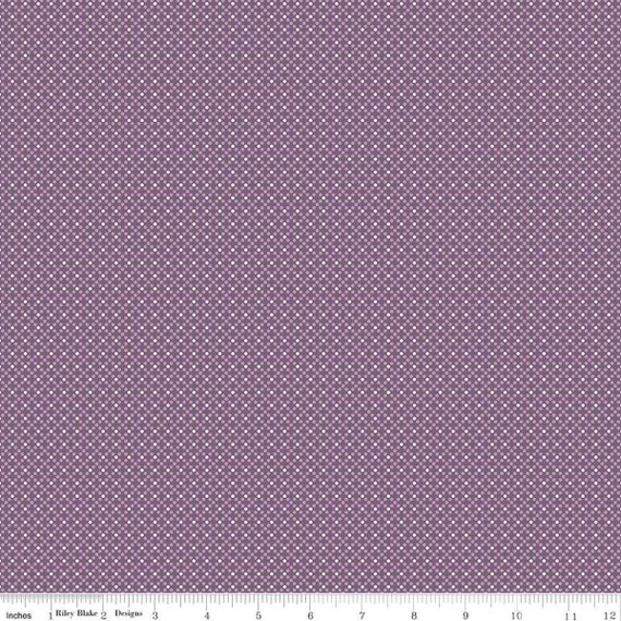 Bee Dots -1/2 Yard Increments, Cut Continuously (C14164 Elvira Plum) by Lori Holt for Riley Blake Designs