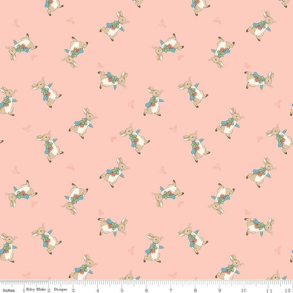 The Tale of Peter Rabbit-1/2 Yard Increments, Cut Continuously (C14702 Peter Toss Coral) by Riley Blake Designs