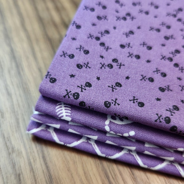 Beggar's Night - Half Yard Bundle (4 Purple Fabrics) by Sandy Gervais for Riley Blake Designs