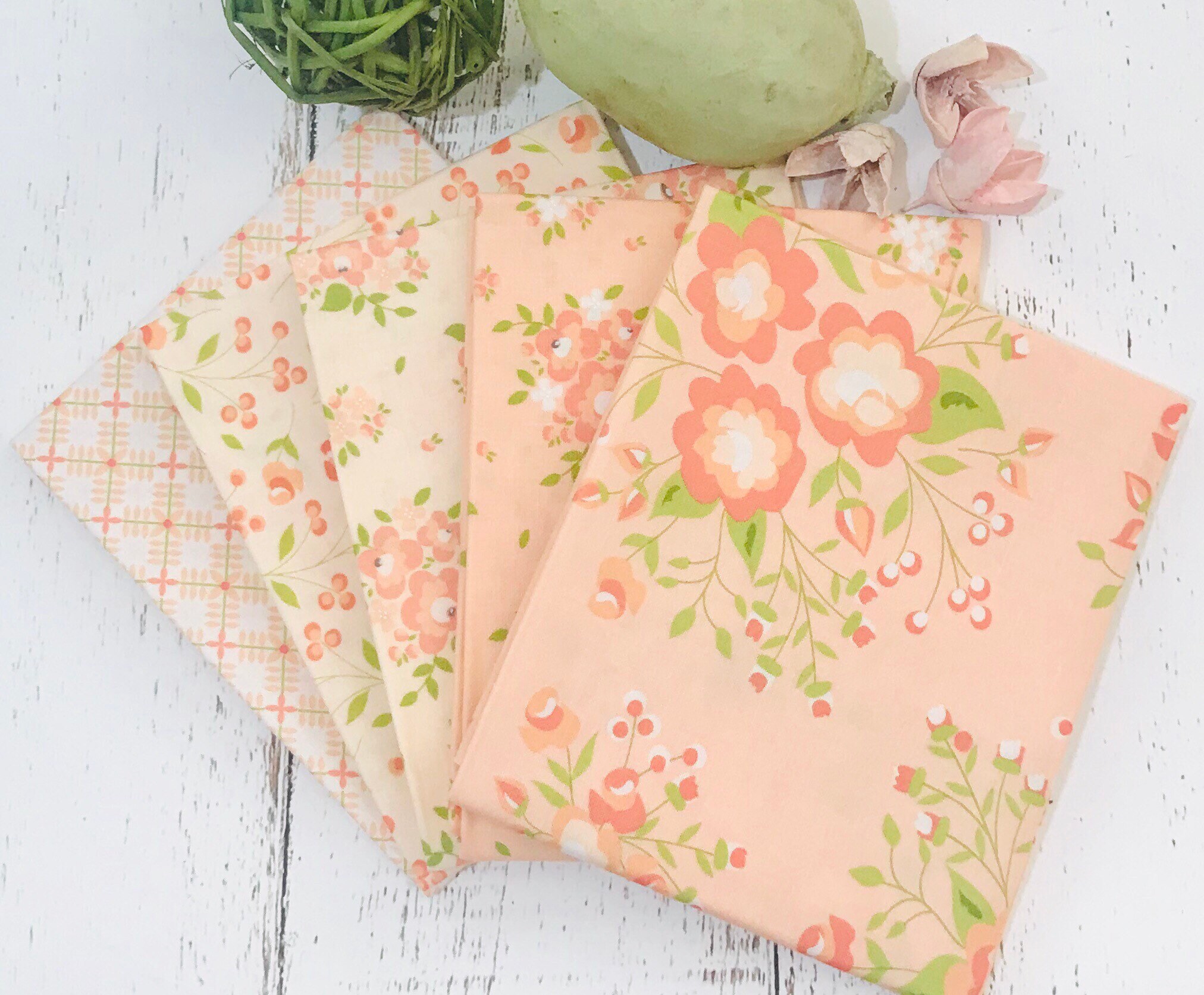 Apricot and Ash Solids Fat Quarter Bundle 6 Fabrics Bella Solids for