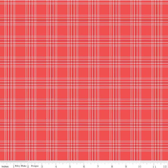 My Valentine- 1/2 Yard Increments, Cut Continuously (C14155 Plaid Red) by Echo Park Paper Co for Riley Blake Designs