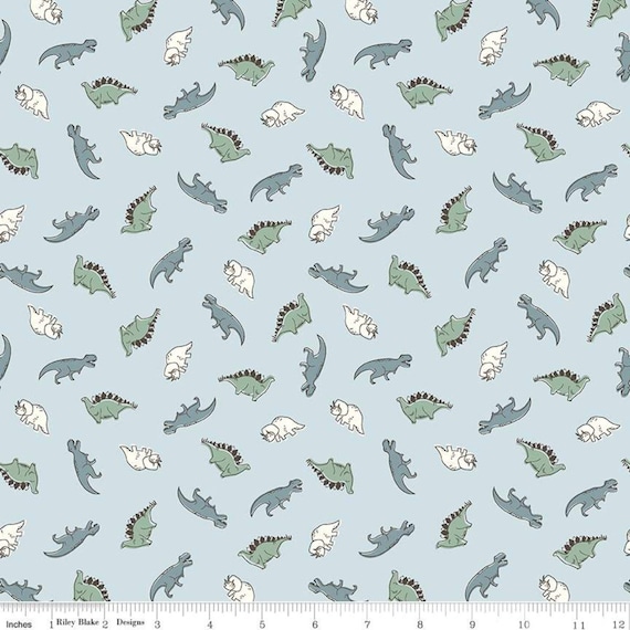 Roar-Fat Quarter (C12462 Sky Mini Dinos) by Citrus and Mint Designs for Riley Blake Designs