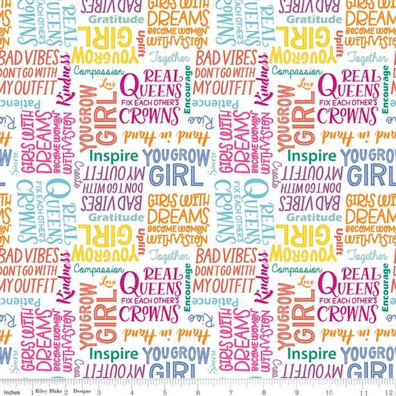Hand in Hand - Fat Quarter (C10661 Multi Text) by Damask Love for Riley Blake Designs