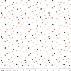 Hey Pumpkin - 1/2 Yard Increments, Cut Continuously (C16037 Stars White) by My Mind&#39;s Eye for Riley Blake Designs