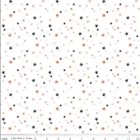 Hey Pumpkin - 1/2 Yard Increments, Cut Continuously (C16037 Stars White) by My Mind's Eye for Riley Blake Designs