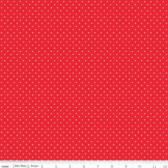 Picnic Florals-1/2 Yard Increments, Cut Continuously (C14615 Dots Red) by My Mind's Eye for Riley Blake Designs