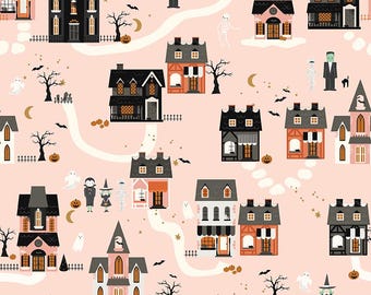 Frank and Friends - 1/2 Yard Increments, Cut Continuously (C17471 Houses Pink) by My Minds Eye for Riley Blake Designs