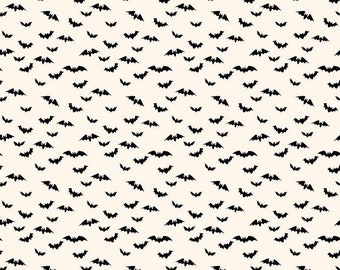 Sophisticated Halloween-1/2 Yard Increments, Cut Continuously (C14625 Bats Cream) by My Minds Eye for Riley Blake Designs