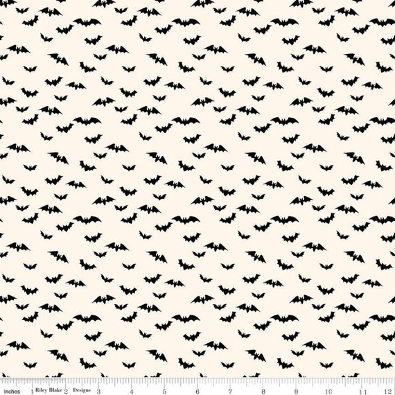 Sophisticated Halloween-1/2 Yard Increments, Cut Continuously (C14625 Bats Cream) by My Minds Eye for Riley Blake Designs