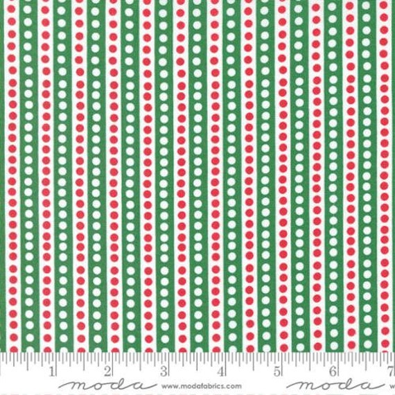 Hello Holidays - 1/2 Yard Increments, Cut Continuously (35375-12 Stripes Evergreen) by Abi Hall for Moda
