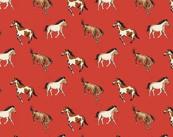 Wild Rose - Fat Quarter (C14042 Horses Red) by Riley Blake Designs