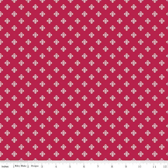 Heirloom Red-1/2 Yard Increments, Cut Continuously (C14345 Fancy Diamonds Berry) by My Mind's Eye for Riley Blake Designs