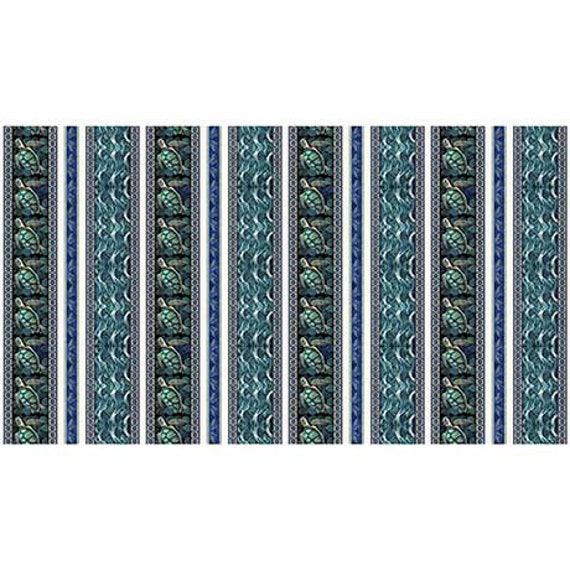 Endless Blues - 1/2 Yard Increments, Cut Continuously (30042-Q Sea Turtle Decorative Stripe Teal) by Morris Creative Group for QT Fabrics