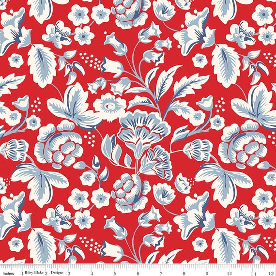 Freedom Garden - 1/2 Yard Increments, Cut Continuously (C15620 Main Red) by My Mind's Eye for Riley Blake Designs
