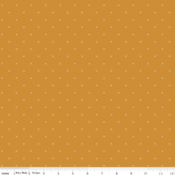 Bee Cross Stitch - 1/2 Yard Increments, Cut Continuously- C745 Butterscotch Cross Stitch- by Lori Holt for Riley Blake Designs