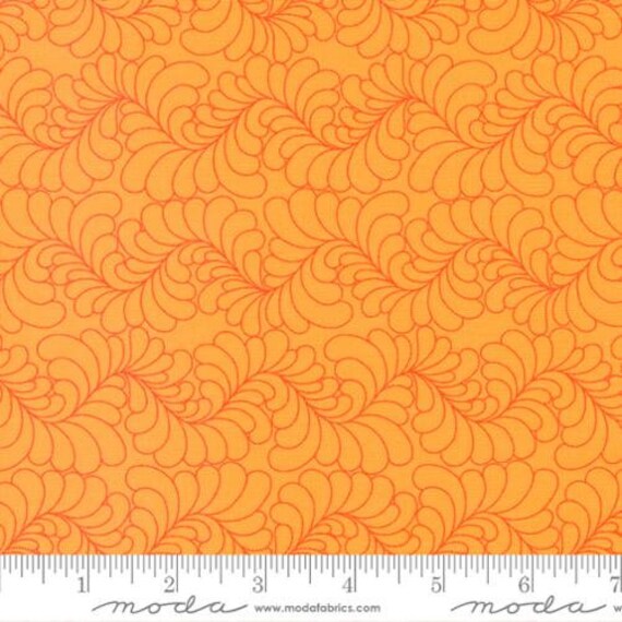 Rainbow Sherbet-1/2 Yard Increments, Cut Continuously (45022-33 Geometric Feathers Orange) by Sariditty for Moda