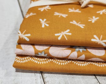 Little Swan - Half Yard Bundle (3 Golden Fabrics) by Little Forest Atelier for Riley Blake Designs