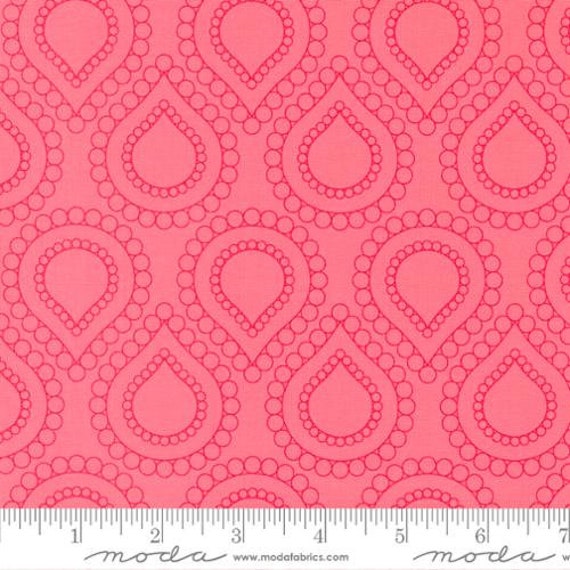 Rainbow Sherbet-1/2 Yard Increments, Cut Continuously (45021-36 Beaded Lotus Geometrics Cherry) by Sariditty for Moda