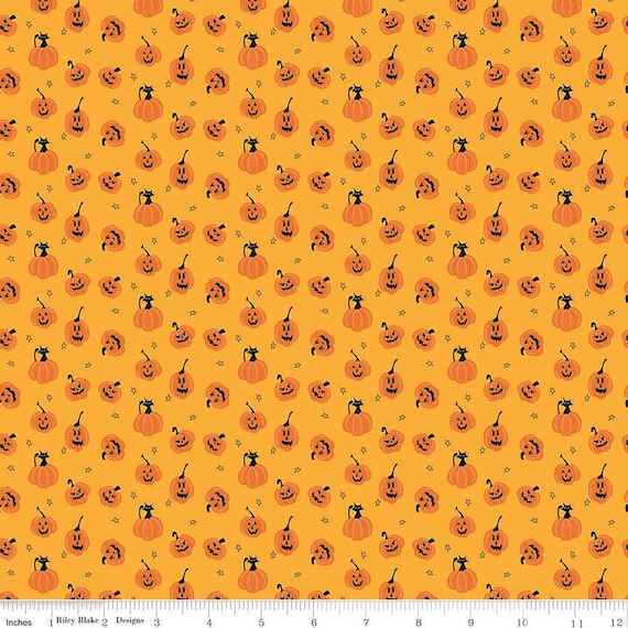 Beggar's Night - 1/2 Yard Increments, Cut Continuously (C14505 Pumpkins Gold) by Sandy Gervais for Riley Blake Designs