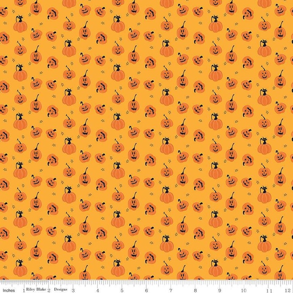 Beggar's Night - 1/2 Yard Increments, Cut Continuously (C14505 Pumpkins Gold) by Sandy Gervais for Riley Blake Designs