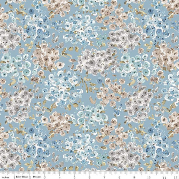 Blue Escape Coastal - 1/2 Yard Increments, Cut Continuously (C14512 Floral Blue) by Lisa Audit for Riley Blake Designs