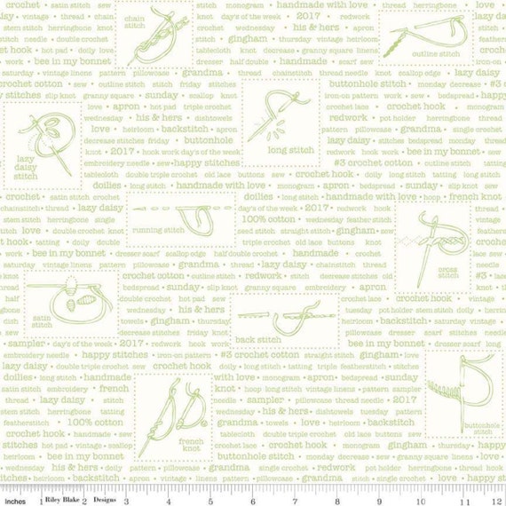 Bee Backgrounds- 1/2 Yard Increments, Cut Continuously (C6391 Handmade Light Green) by Lori Holt for Riley Blake Designs