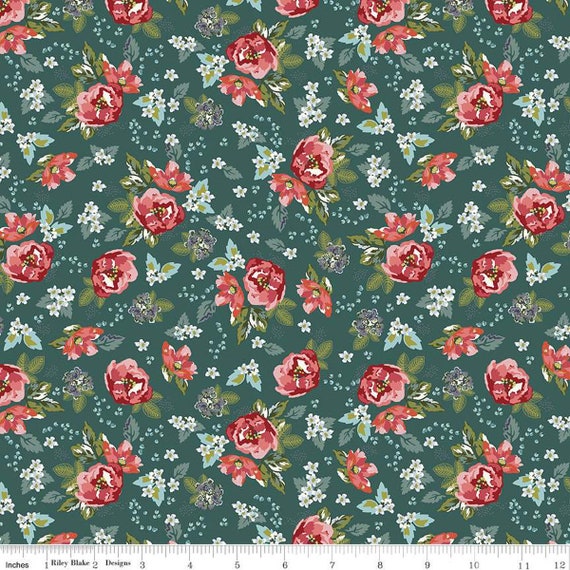 Bellissimo Gardens - 1/2 Yard Increments, Cut Continuously (C13831 Floral Jade) by My Mind's Eye for Riley Blake Designs