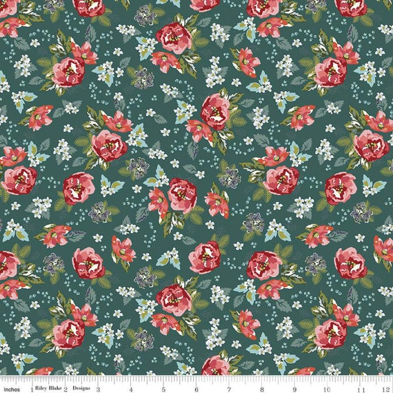 Bellissimo Gardens-1/2 Yard Increments, Cut Continuously (C13831 Floral Jade) by My Minds Eye for Riley Blake Designs