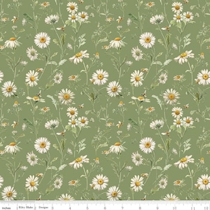 Love Me More - 1/2 Yard Increments, Cut Continuously (CD15633 Daisies Green) by Lisa Audit for Riley Blake Designs