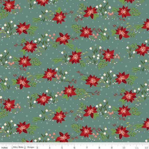 Yuletide Forest- 1/2 Yard Increments, Cut Continuously (C13541 Floral Sage) by Katherine Lenius for Riley Blake Designs