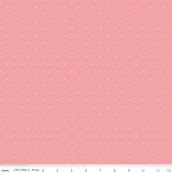 Bee Cross Stitch - 1/2 Yard (C745 Coral) by Lori Holt for Riley Blake Designs