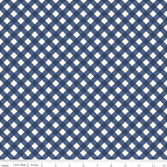 Freedom Garden - 1/2 Yard Increments, Cut Continuously (C15624 Gingham Blue) by My Mind's Eye for Riley Blake Designs