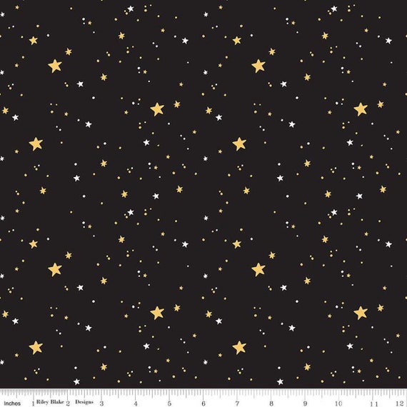 Sophisticated Halloween-1/2 Yard Increments, Cut Continuously (C14623 Stars Black) by My Minds Eye for Riley Blake Designs