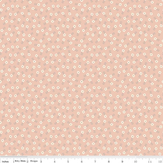 Blush 'n Butterscotch-1/2 Yard Increments, Cut Continuously (C15594 Ditsy Floral Blush) Simple Simon & Company for Riley Blake Designs