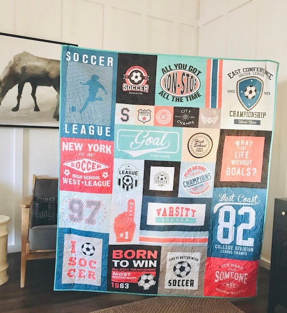 Varsity Soccer Panel by Deena Rutter For Riley Blake Designs- P7953 coral- Panel Size 56" x 64"